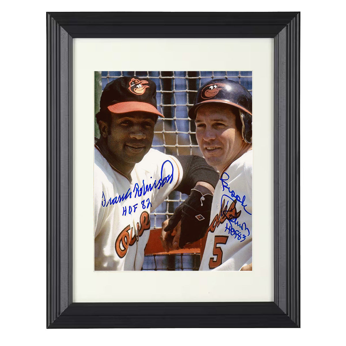 Frank Robinson and Brooks Robinson - Baltimore baseball Hall of Fame legends 8x10 Beveled Frame baseball wall art