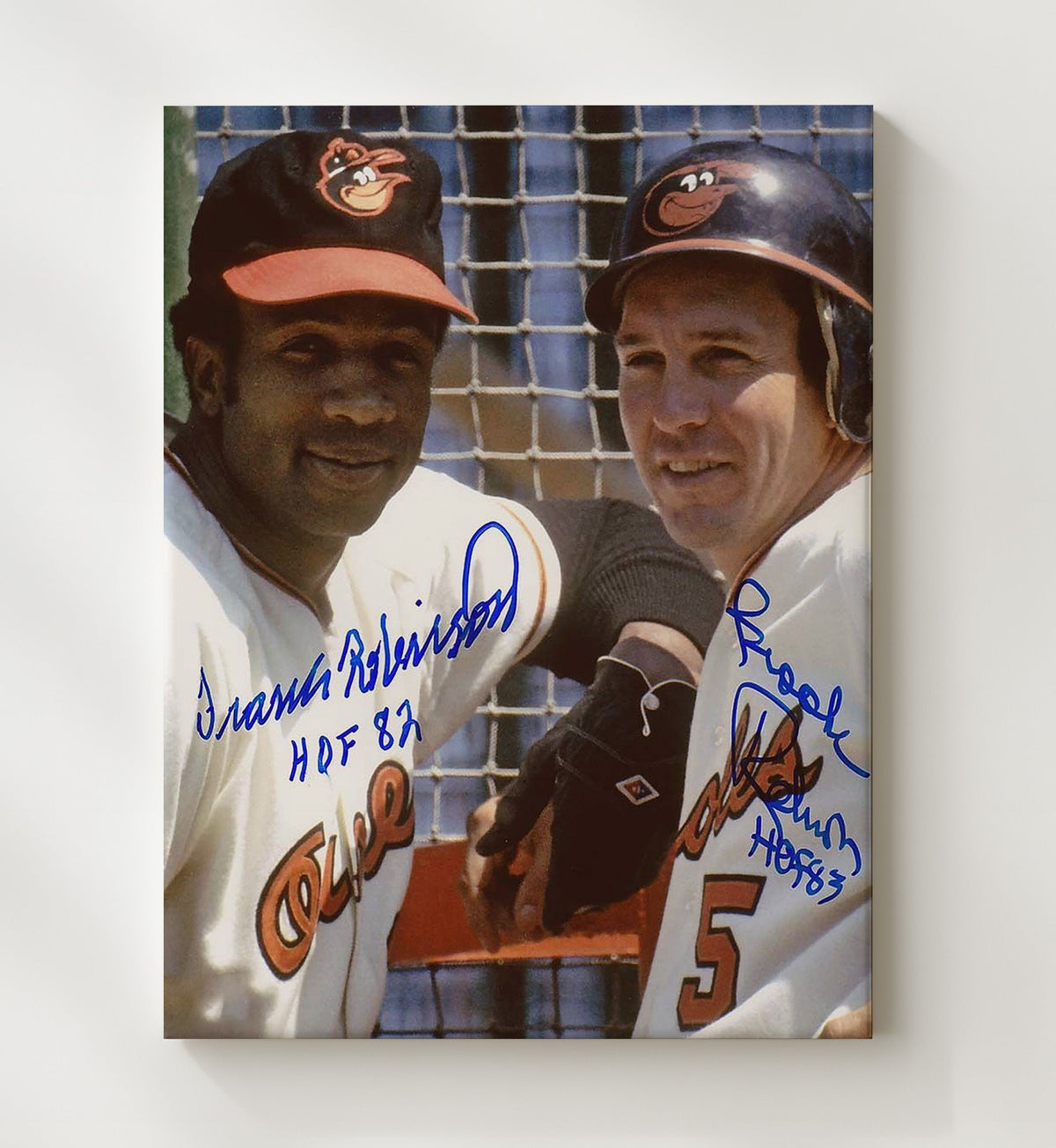 Frank Robinson and Brooks Robinson - Baltimore baseball Hall of Fame legends 8x10 Canvas baseball wall art