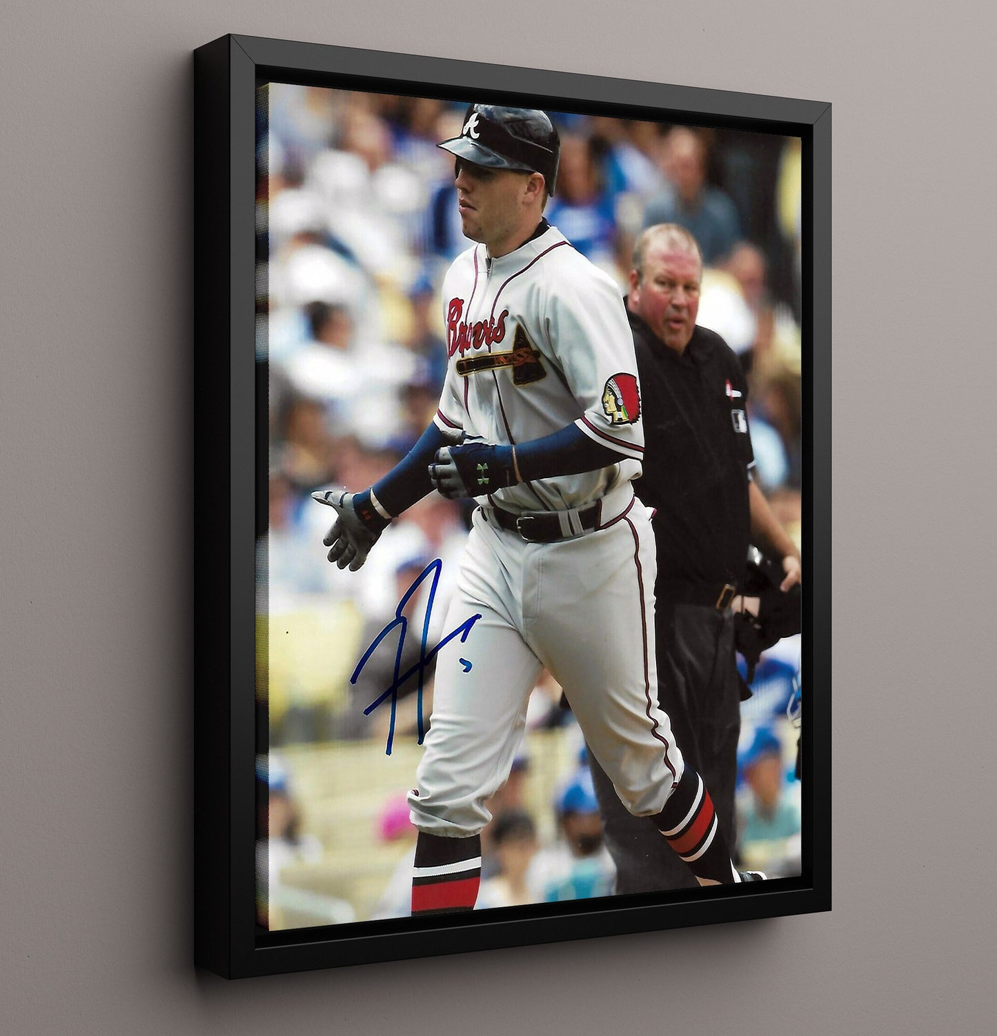 Freddie Freeman - Atlanta baseball homecoming run Wall Art 16x20 Framed Canvas wall art print – Baseball Wall Art decor