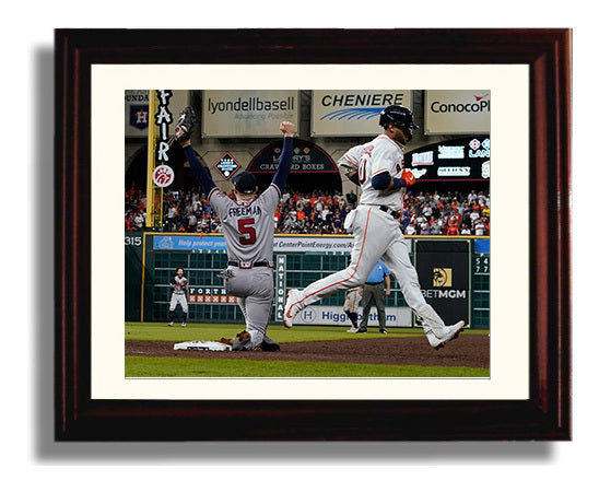 Freddie Freeman - Final Out Celebration Baseball Wall Art 8x10 Beveled Frame wall art print – Baseball Wall Art decor