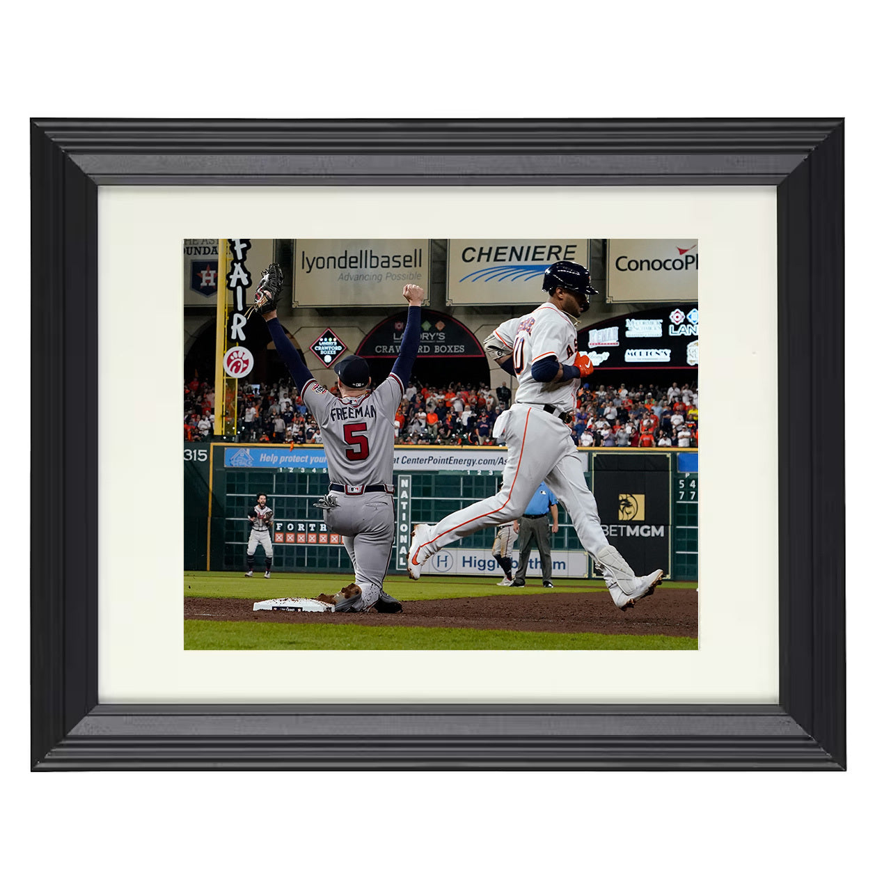 Freddie Freeman - Final Out Celebration 8x10 black beveled framed baseball wall art