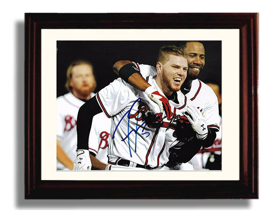Freddie Freeman - On Field Celebration Baseball Wall Art 8x10 Beveled Frame wall art print – Baseball Wall Art decor