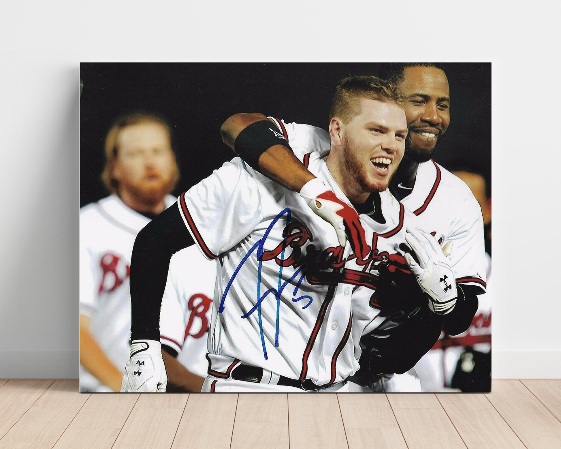 Freddie Freeman - On Field Celebration Baseball Wall Art 16x20 Unframed Print wall art print – Baseball Wall Art decor