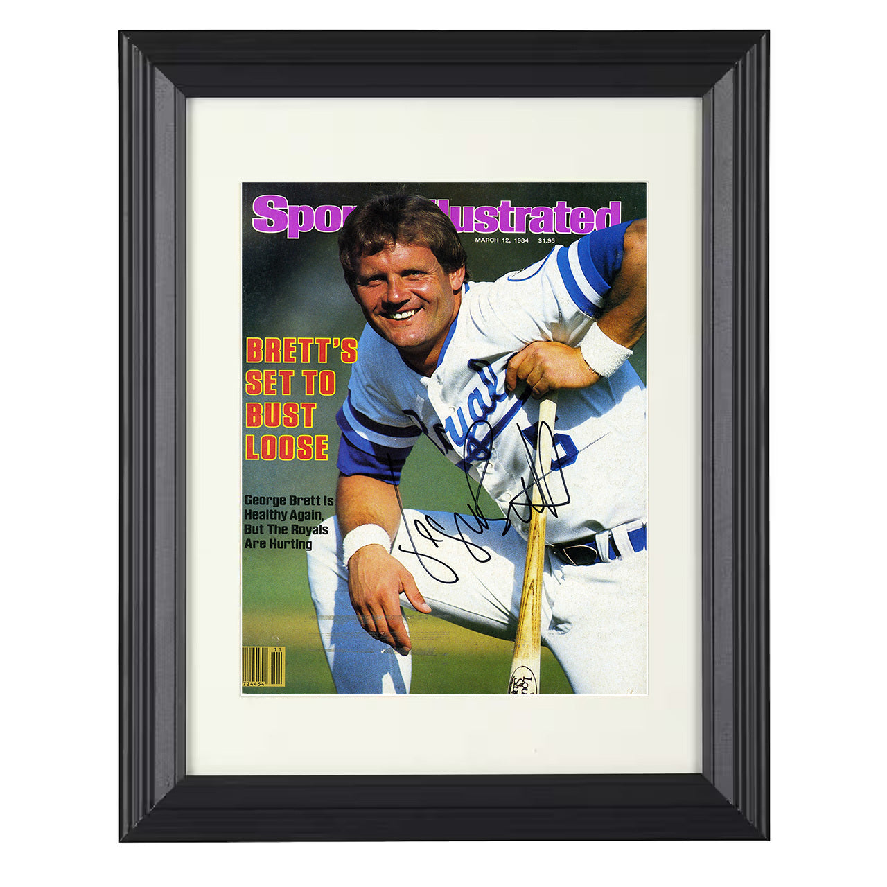 George Brett - Kansas City baseball SI cover 1984 8x10 black beveled framed baseball wall art
