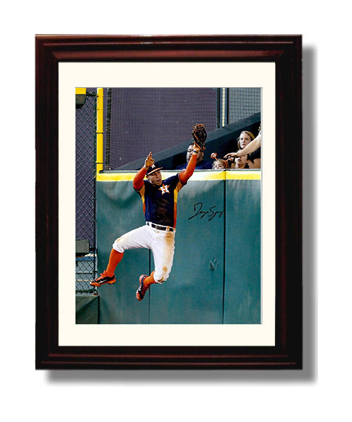 George Springer - Astros Wall Catch Signed Baseball Wall Art 8x10 Beveled Frame wall art print – Baseball Wall Art decor