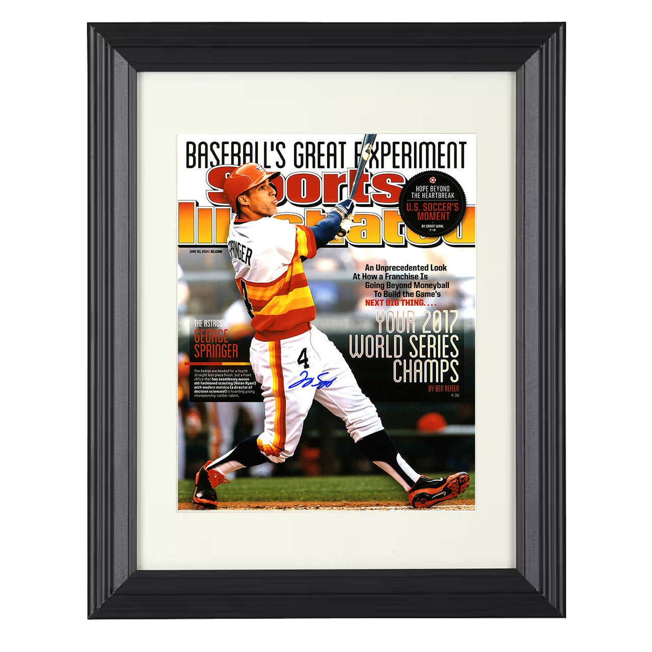 George Springer - Baseballs Great Experiment SI Cover 2014 8x10 black beveled framed baseball wall art