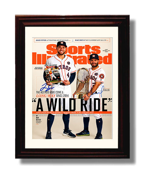 George Springer and Jose Altuve - Houston baseball SI cover 2017 Wall Art 8x10 Beveled Frame wall art print – Baseball Wall Art decor