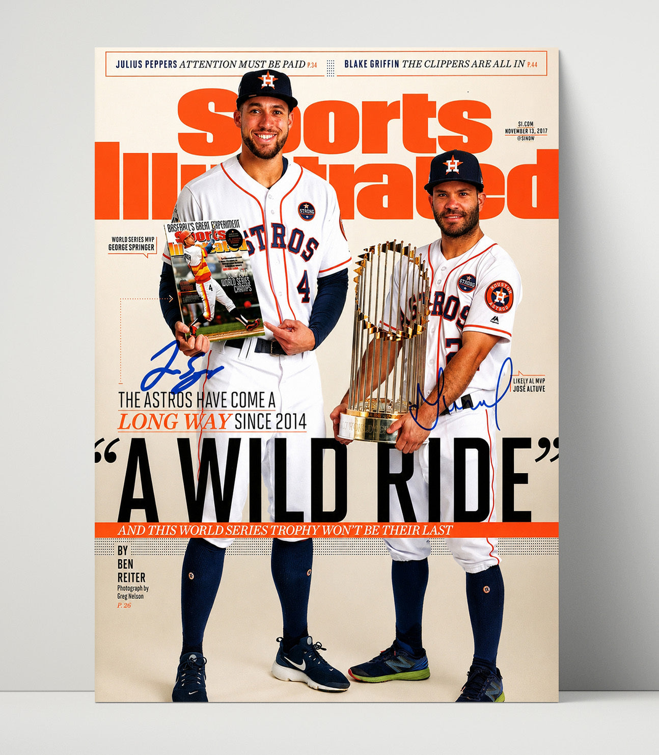 George Springer and Jose Altuve - Houston baseball SI cover 2017 Wall Art 16x20 Unframed Print wall art print – Baseball Wall Art decor