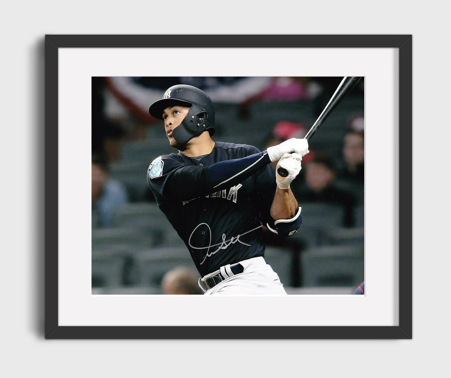 Giancarlo Stanton - Follow Through Power Swing Baseball Wall Art 16x20 Gallery Frame wall art print – Baseball Wall Art decor