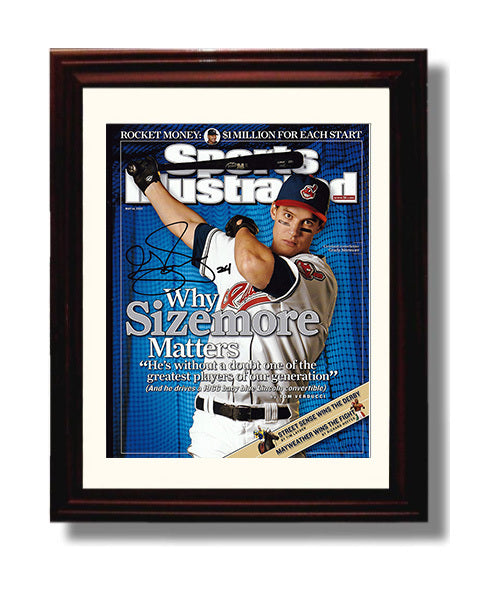 Grady Sizemore - Cleveland Baseball Power Hitter SI Cover 2007 Wall Art 8x10 Beveled Frame wall art print – Baseball Wall Art decor