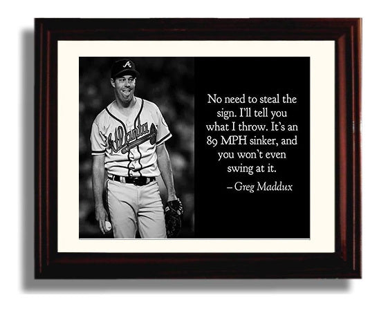 Greg Maddux - 89 MPH Sinker Untouchable Precision Baseball Wall Art 8x10 Beveled Frame wall art print – Baseball Wall Art decor