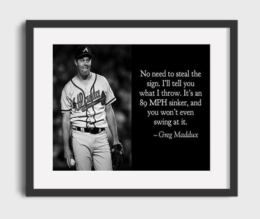 Greg Maddux - 89 MPH Sinker Untouchable Precision 8x10 Canvas baseball wall art