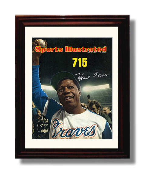 Hank Aaron - 715 Home Run SI Cover Baseball Wall Art 8x10 Beveled Frame wall art print – Baseball Wall Art decor