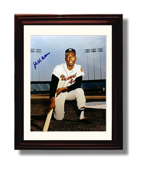 Hank Aaron - Atlanta Baseball Home Run Icon Wall Art 8x10 Beveled Frame wall art print – Baseball Wall Art decor