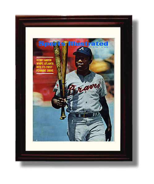 Hank Aaron - SI Cover Spotlight Baseball Wall Art 8x10 Beveled Frame wall art print – Baseball Wall Art decor