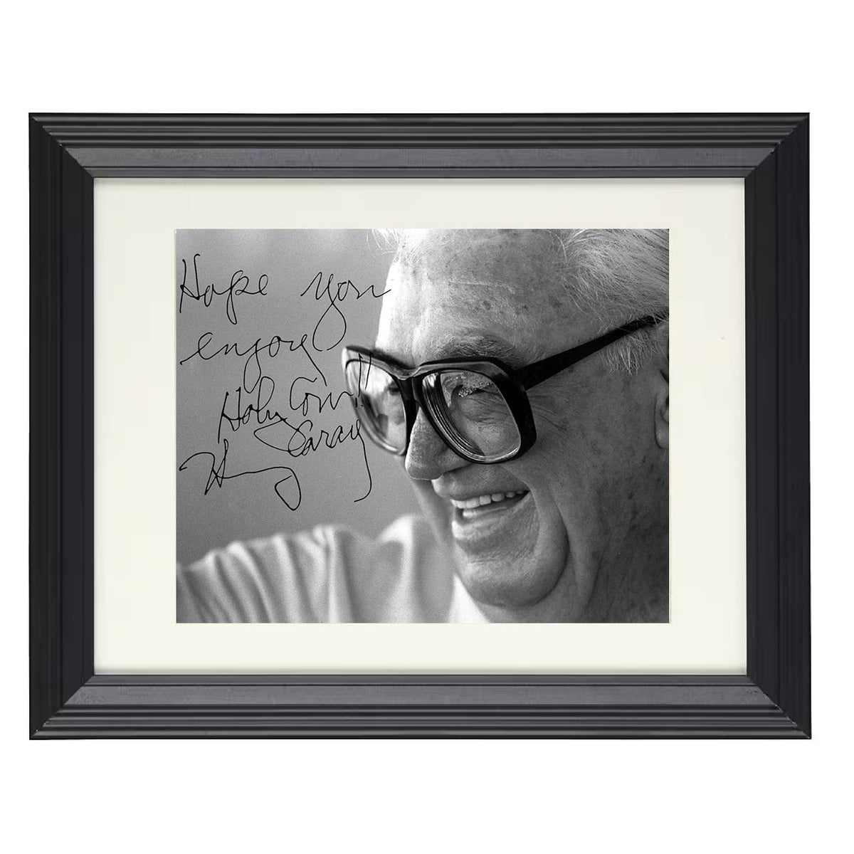 Harry Caray - Black and White Close Up Holy Cow 8x10 Beveled Frame baseball wall art