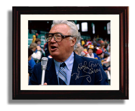 Harry Caray - Color Holy Cow With Mic Baseball Wall Art 8x10 Beveled Frame wall art print – Baseball Wall Art decor