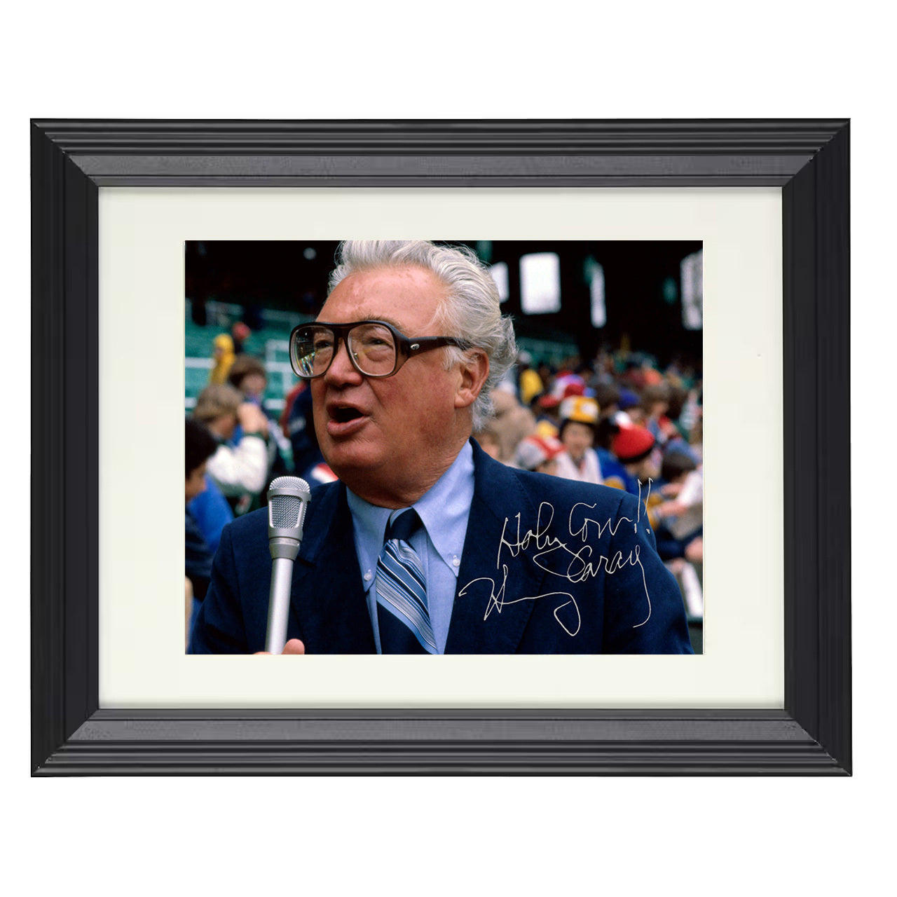 Harry Caray - Color Holy Cow With Mic 8x10 black beveled framed baseball wall art