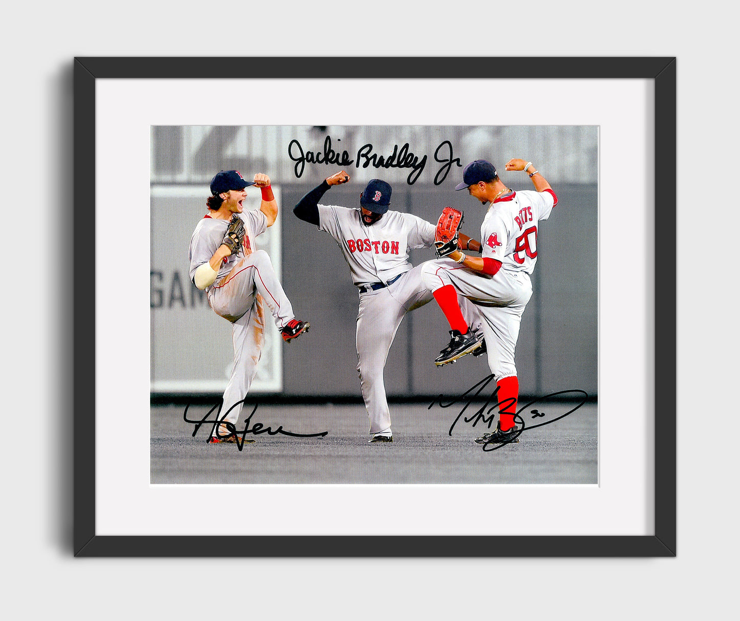 Jackie Bradley Jr - 2018 Celebration Baseball Wall Art 16x20 Gallery Frame wall art print – Baseball Wall Art decor