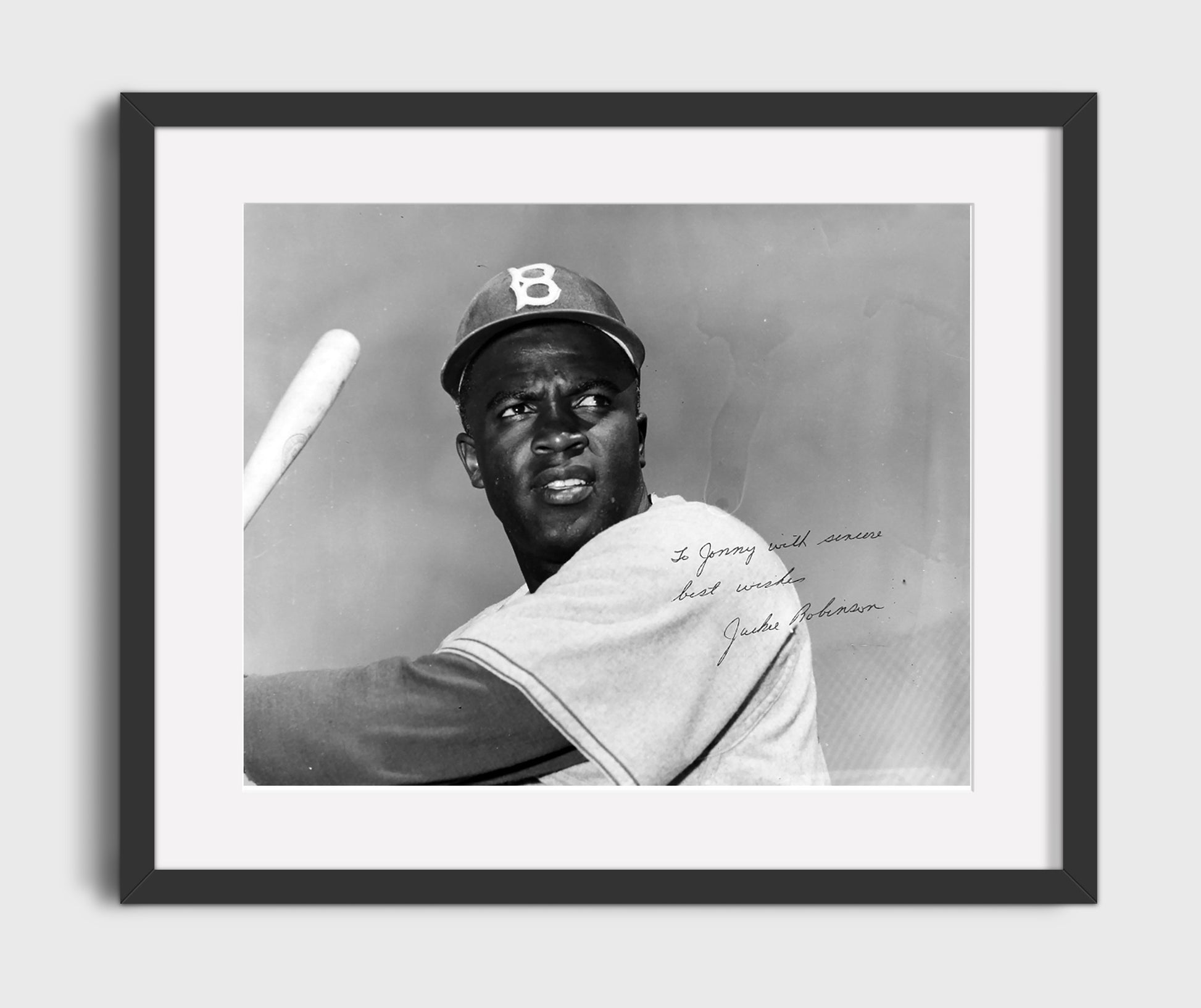 Jackie Robinson - Landscape Batting Pose Baseball Wall Art 16x20 Gallery Frame wall art print – Baseball Wall Art decor