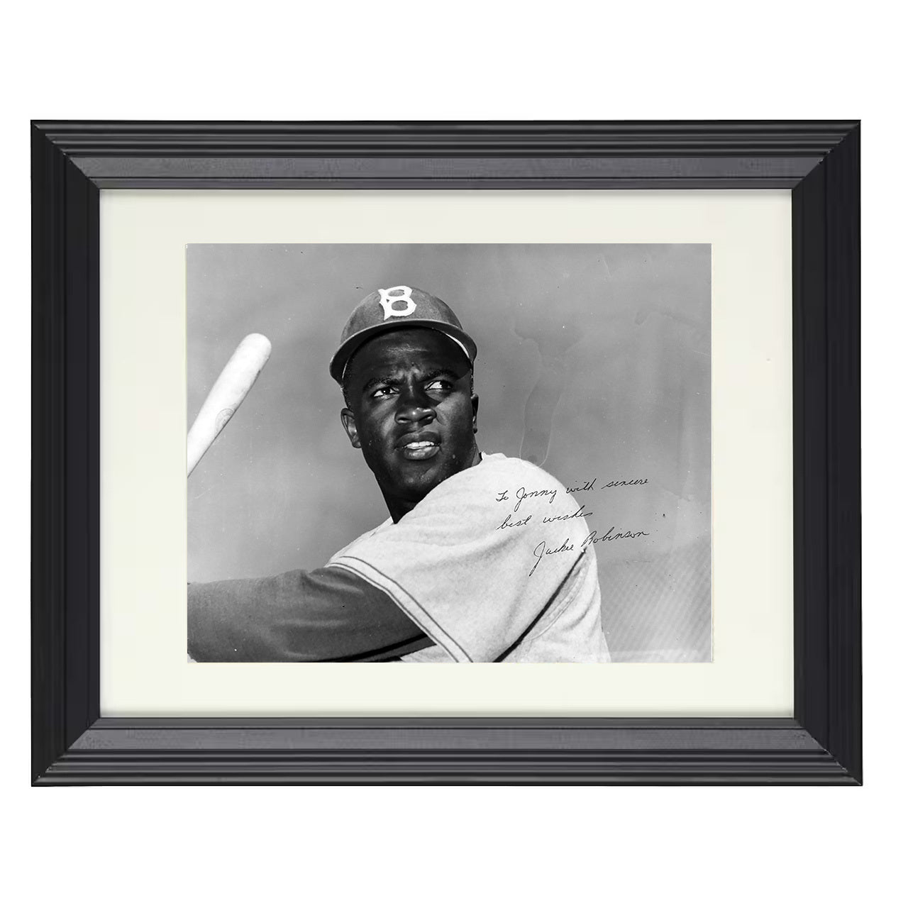 Jackie Robinson - Landscape Batting Pose 8x10 black beveled framed baseball wall art