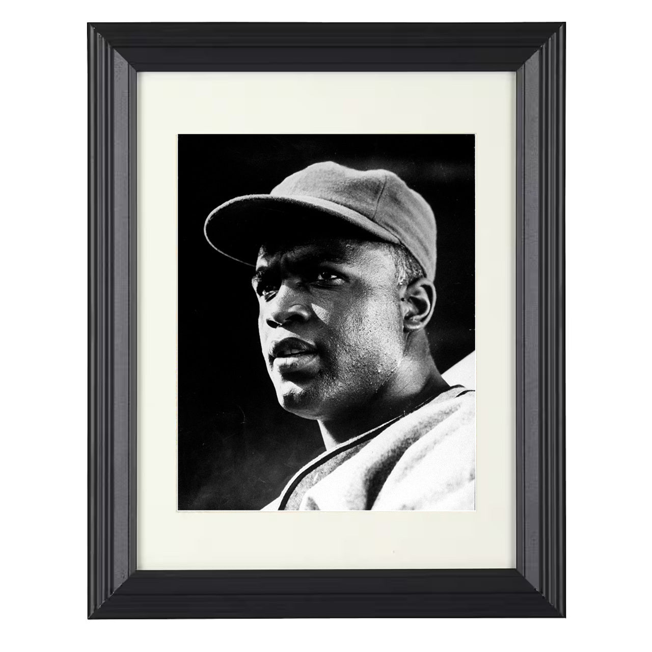 Jackie Robinson - Rookie Portrait Spotlight 8x10 black beveled framed baseball wall art