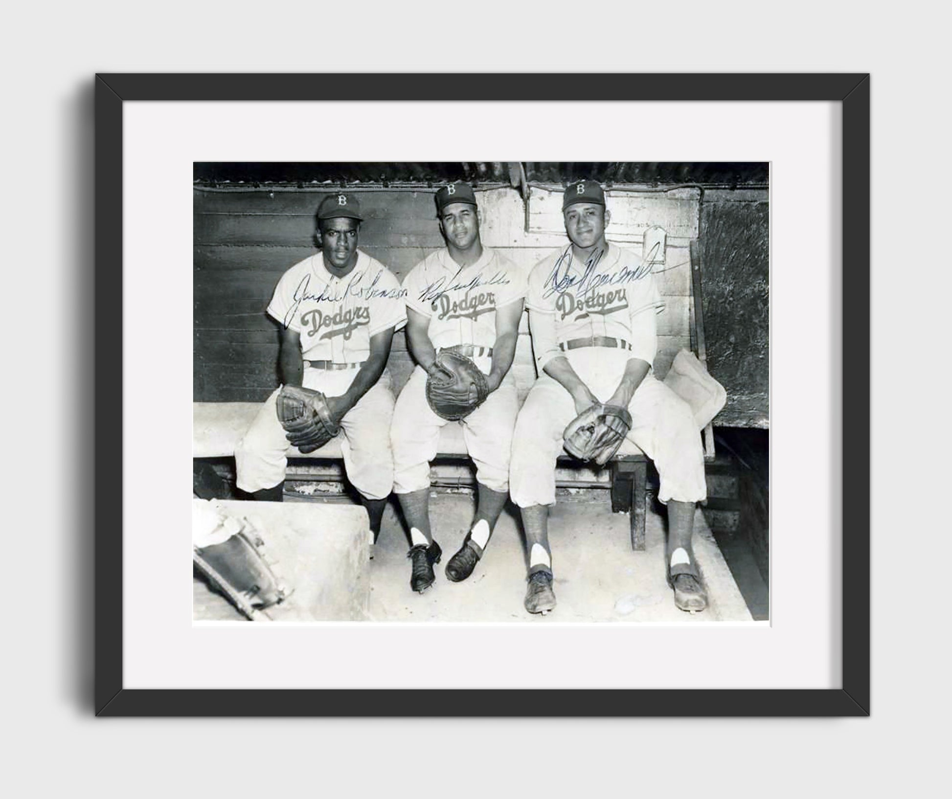 Jackie Robinson Roy Campanella Don Newcombe - Brooklyn Icons Baseball Wall Art 16x20 Gallery Frame wall art print – Baseball Wall Art decor