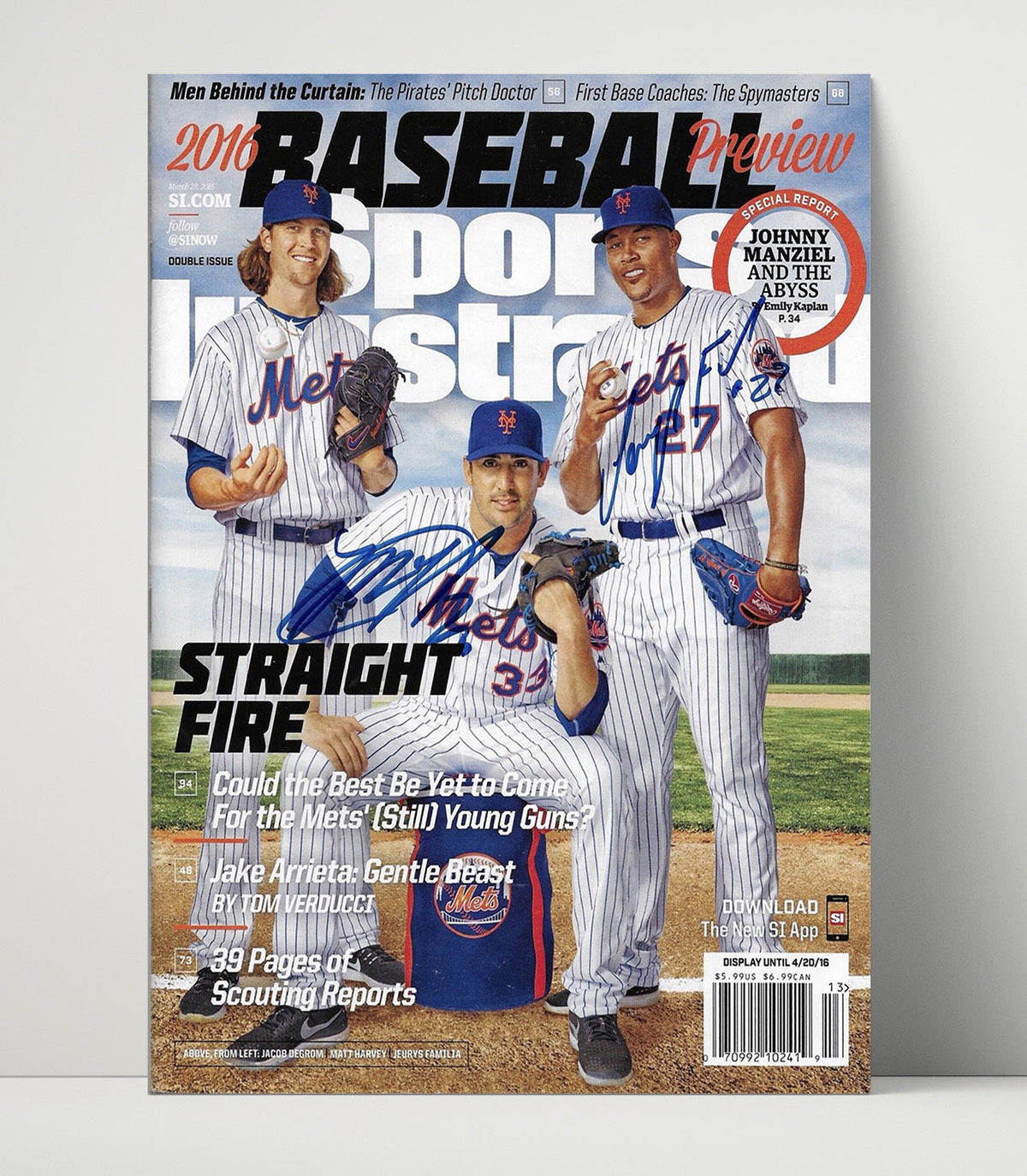Jacob deGrom, Matt Harvey and Jeurys Familia – 2016 SI unframed baseball poster print