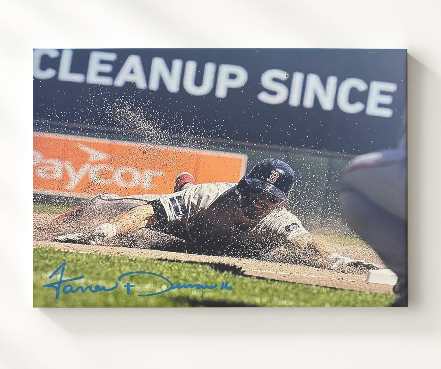 Jarren Duran - Slide Into Second Base Baseball Wall Art 20x24 Canvas wall art print – Baseball Wall Art decor