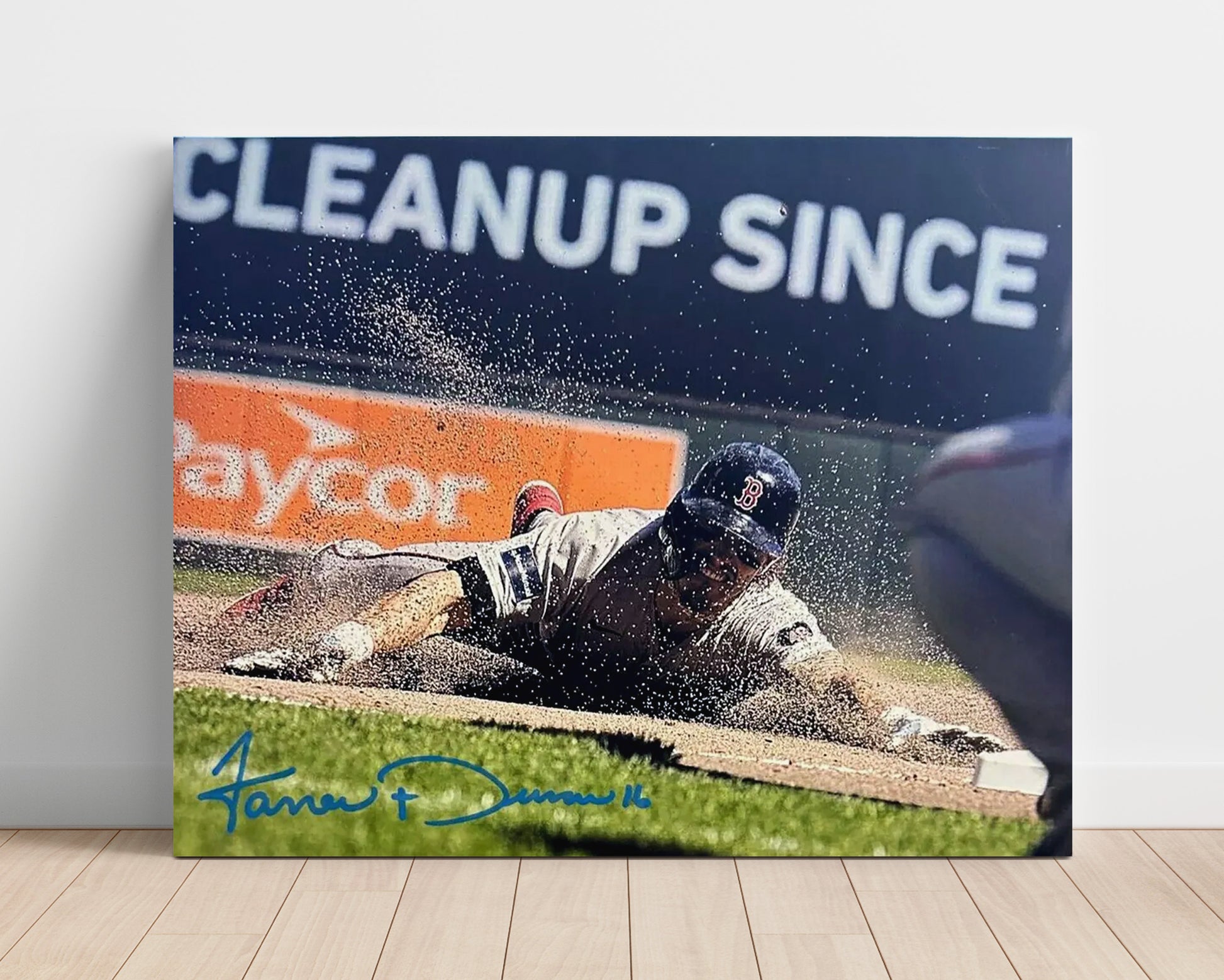 Jarren Duran - Slide Into Second Base Baseball Wall Art 16x20 Unframed Print wall art print – Baseball Wall Art decor