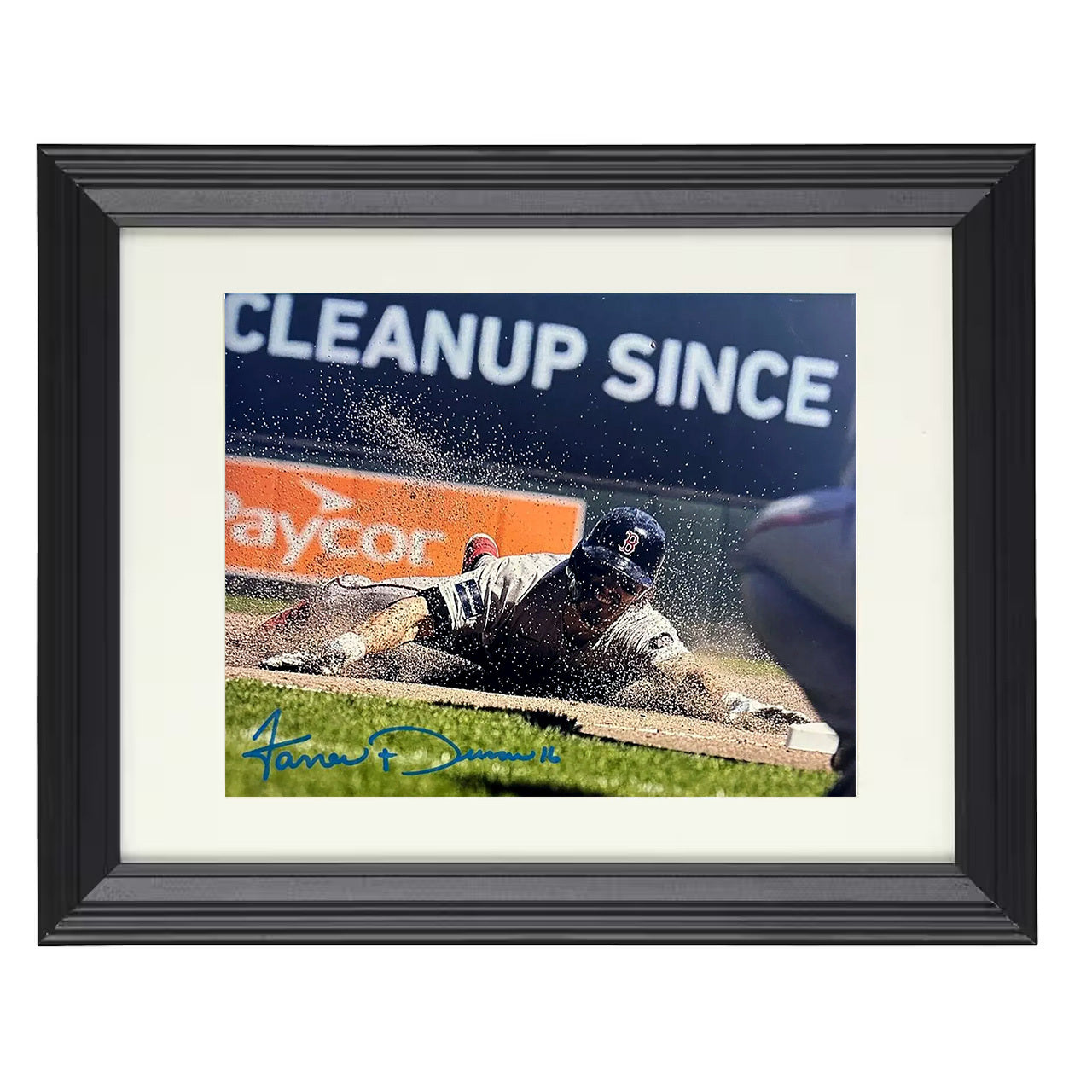 Jarren Duran - Slide Into Second Base 8x10 black beveled framed baseball wall art