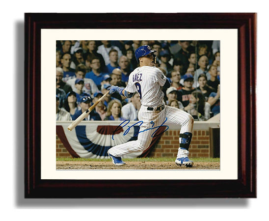 Javier Baez - Batting Follow Through Baseball Wall Art 8x10 Beveled Frame wall art print – Baseball Wall Art decor
