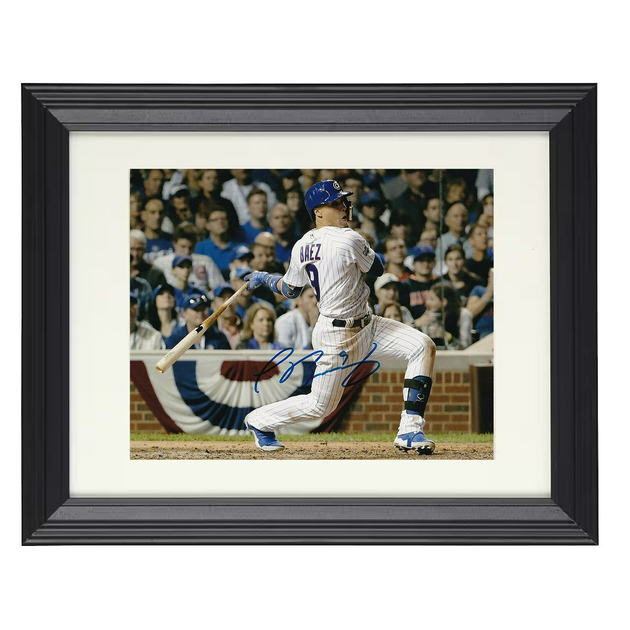 Javier Baez - Batting Follow Through 8x10 black beveled framed baseball wall art