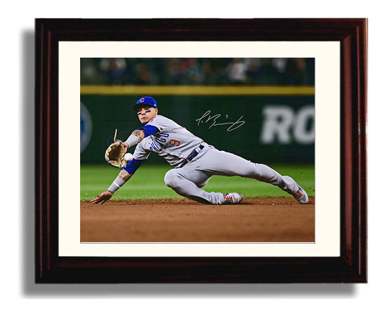 Javier Baez - Diving Stop Throw Baseball Wall Art 8x10 Beveled Frame wall art print – Baseball Wall Art decor