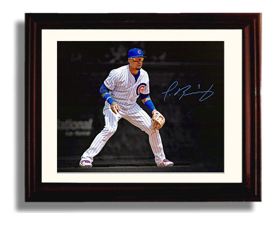 Javier Baez - Fielding Ready Position Baseball Wall Art 8x10 Beveled Frame wall art print – Baseball Wall Art decor