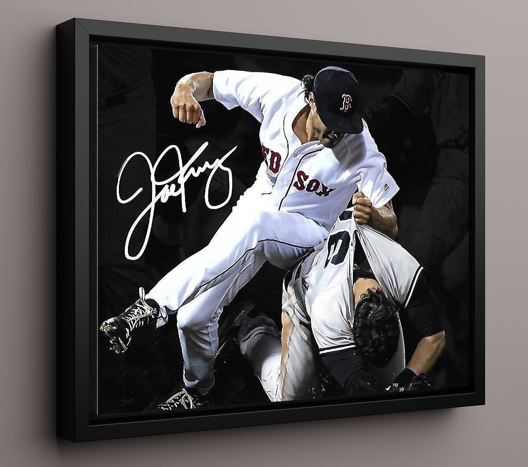 Joe Kelly - Bench Clearing Altercation Baseball Wall Art 16x20 Framed Canvas wall art print – Baseball Wall Art decor