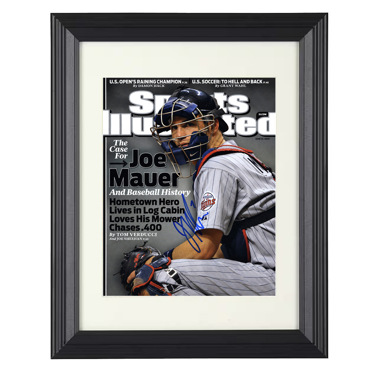 Joe Mauer - 2009 Batting Title Chase SI Cover Portrait 8x10 black beveled framed baseball wall art