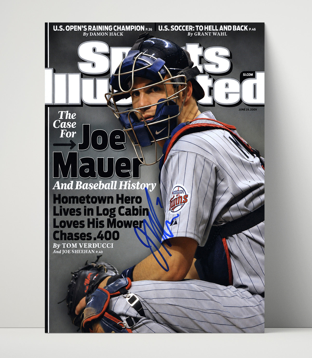 Joe Mauer - 2009 Batting Title Chase SI Cover Portrait Baseball Wall Art 16x20 Unframed Print wall art print – Baseball Wall Art decor