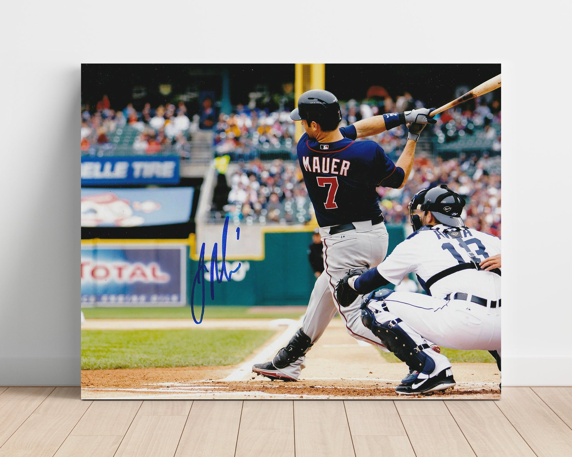 Joe Mauer - Making Contact at the Plate Baseball Wall Art 16x20 Unframed Print wall art print – Baseball Wall Art decor