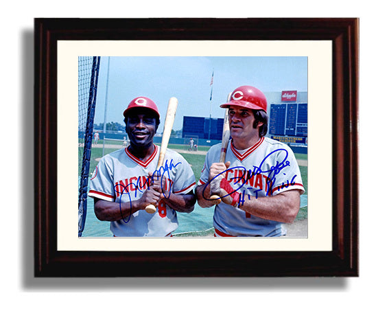 Joe Morgan and Pete Rose - Big Red Machine Bat Pose Baseball Wall Art 8x10 Beveled Frame wall art print – Baseball Wall Art decor