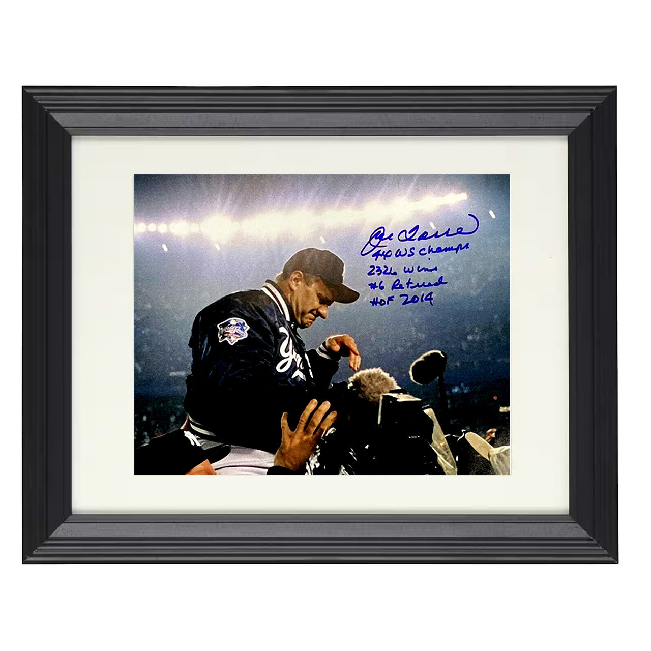 Joe Torre - Series Championship Celebration 8x10 black beveled framed baseball wall art