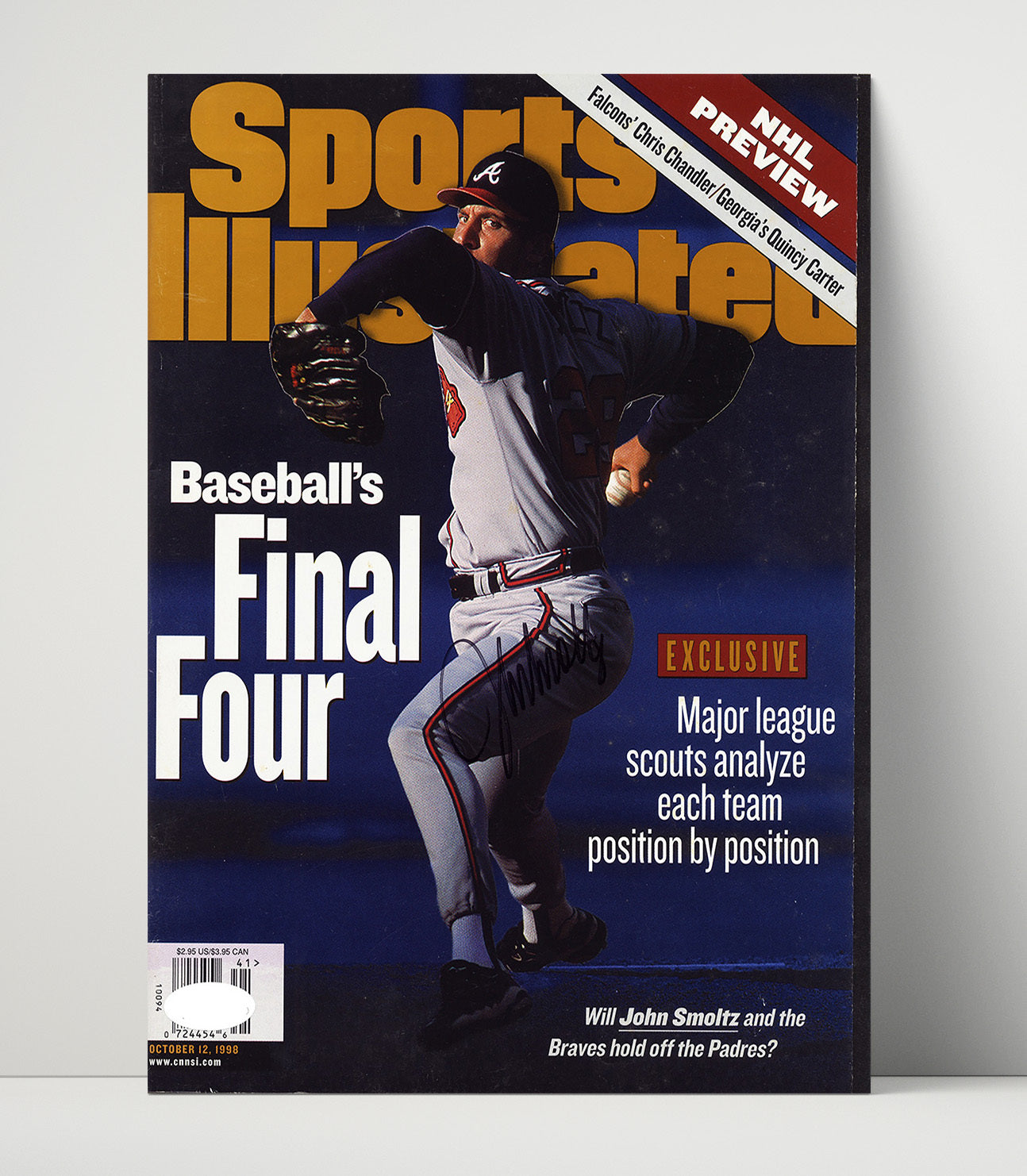 John Smoltz - Postseason Command SI Cover 1998 Baseball Wall Art 16x20 Unframed Print wall art print – Baseball Wall Art decor