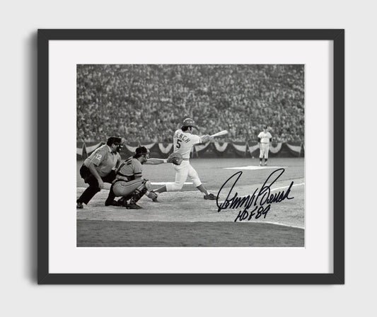 Johnny Bench - At Bat Hall of Fame Inscription 8x10 Canvas baseball wall art