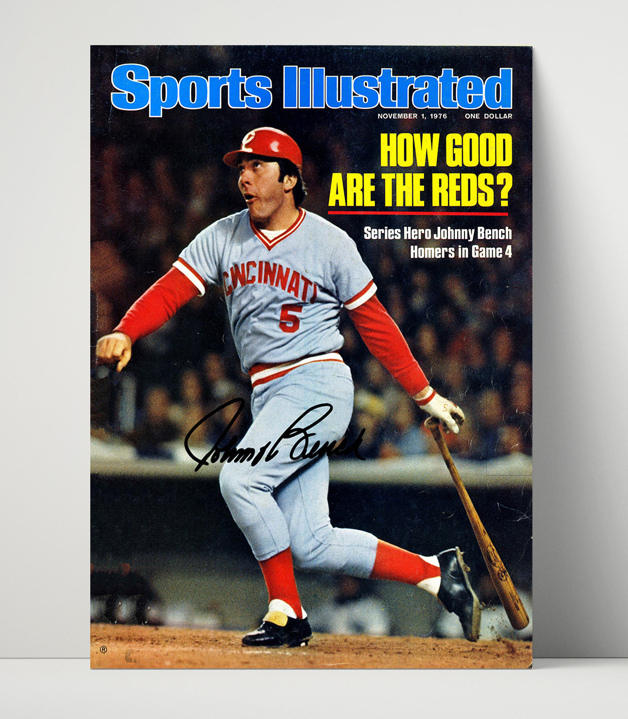 Johnny Bench - Reds Series Hero SI Cover Baseball Wall Art 16x20 Unframed Print wall art print – Baseball Wall Art decor