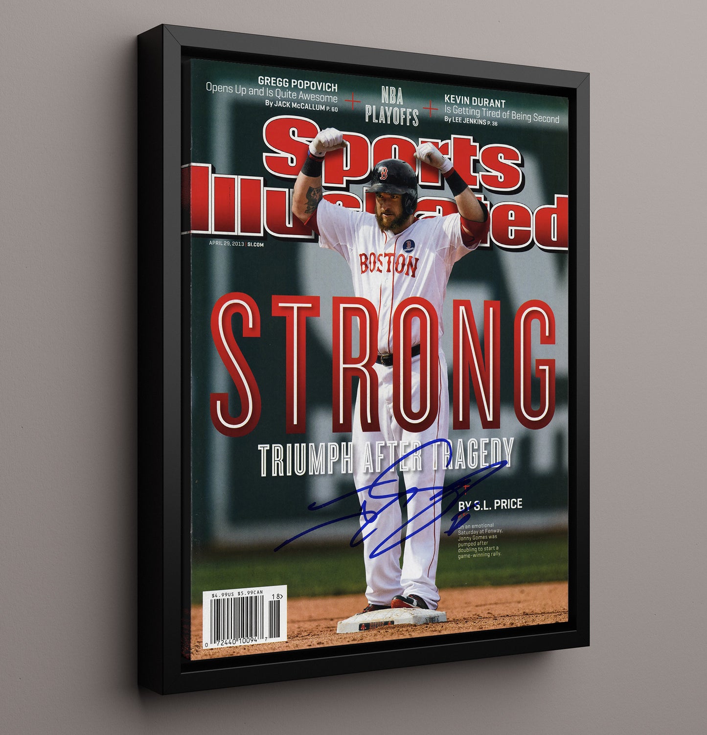 Johnny Gomes - Emotional rally moment with Boston baseball SI Cover 2013 Wall Art 16x20 Framed Canvas wall art print – Baseball Wall Art decor