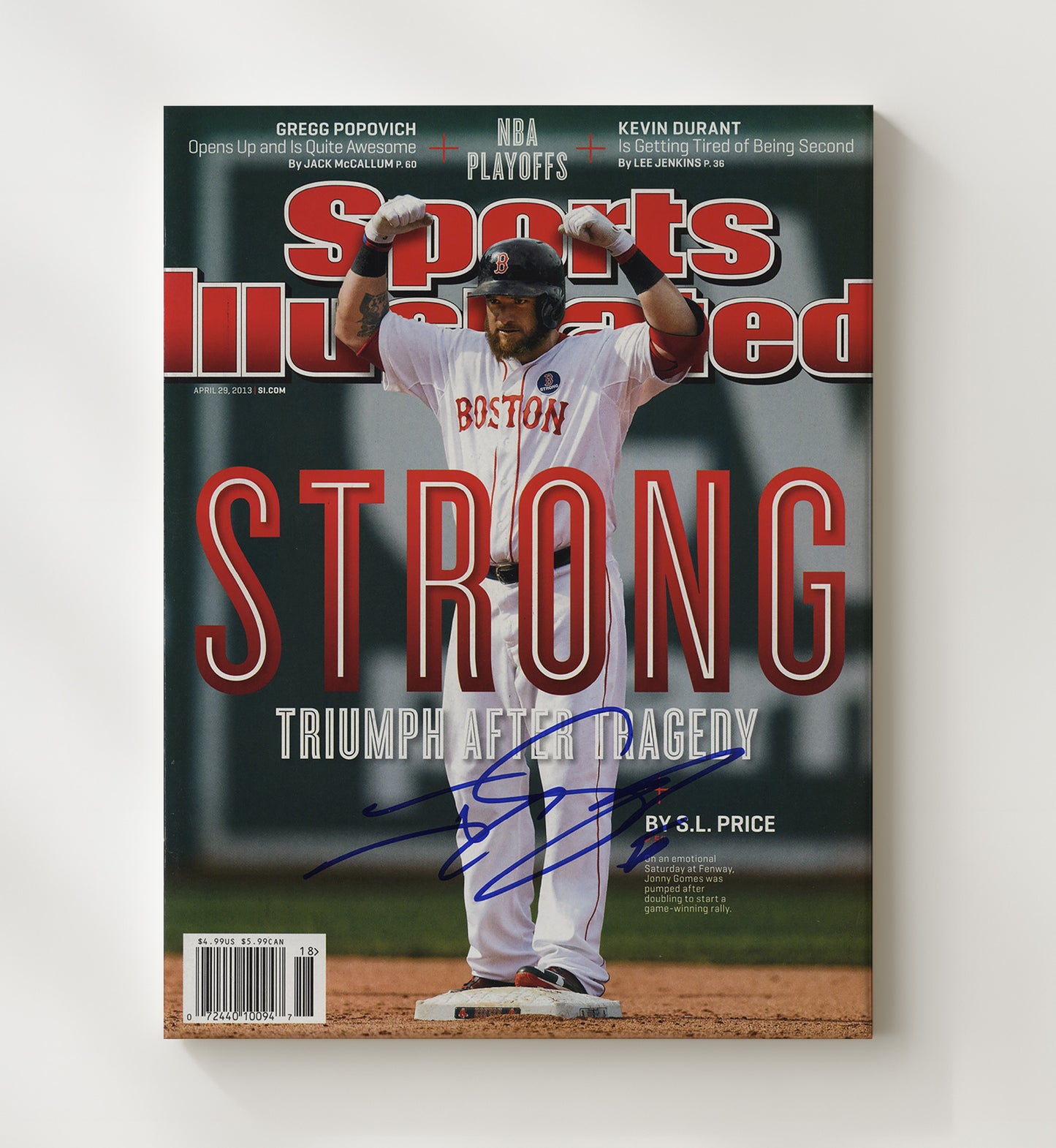 Johnny Gomes - Emotional rally moment with Boston baseball SI Cover 2013 Wall Art 20x24 Canvas wall art print – Baseball Wall Art decor