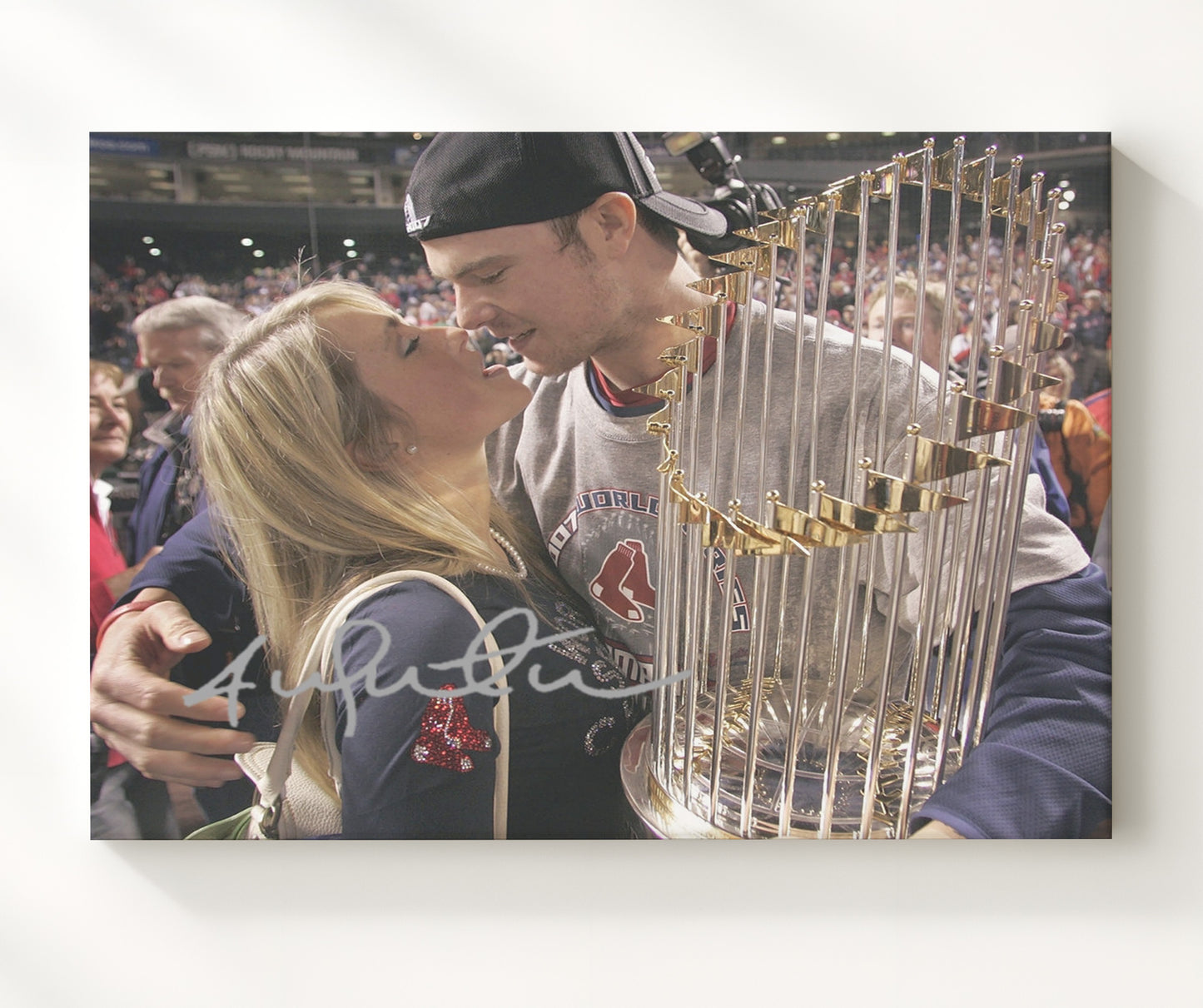 Jon Lester - Series Trophy Celebration Baseball Wall Art 20x24 Canvas wall art print – Baseball Wall Art decor