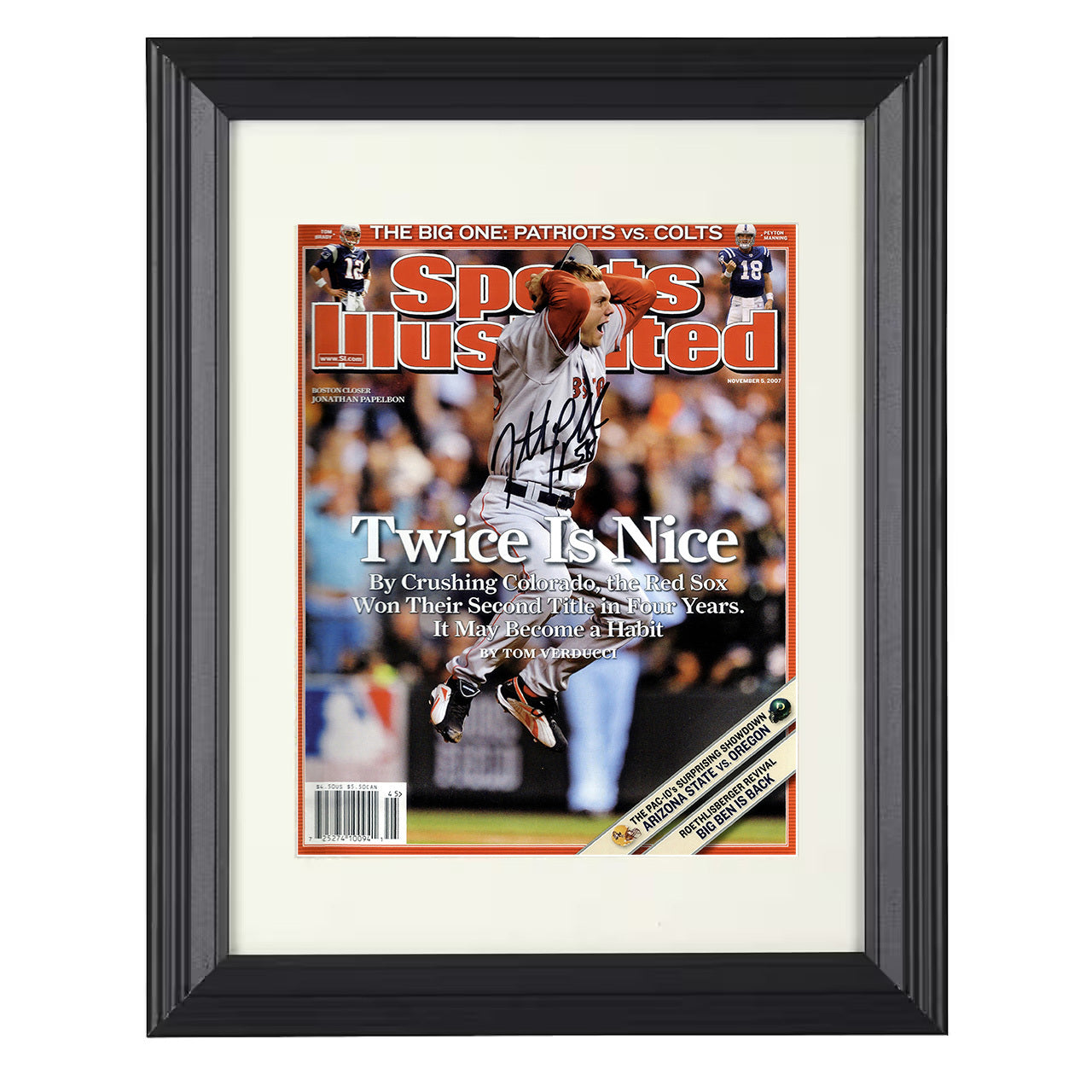 Jonathan Papelbon - 2007 World Championship Celebration SI Cover 8x10 black beveled framed baseball wall art