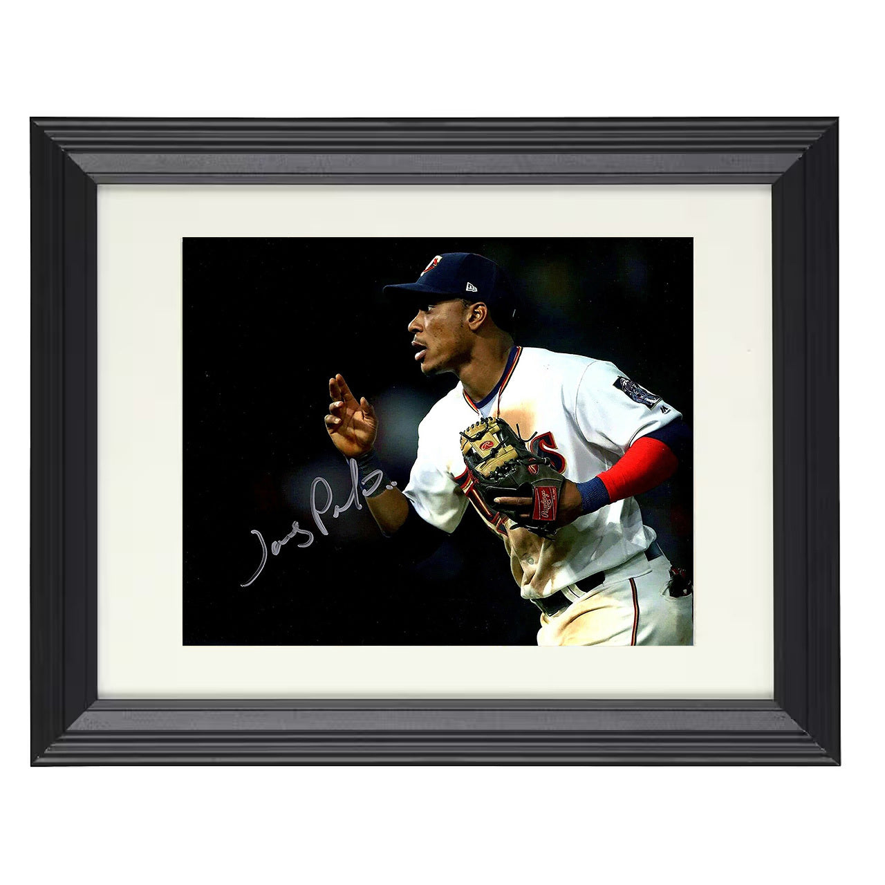 Jorge Polanco - Infield Throw Across Diamond 8x10 black beveled framed baseball wall art