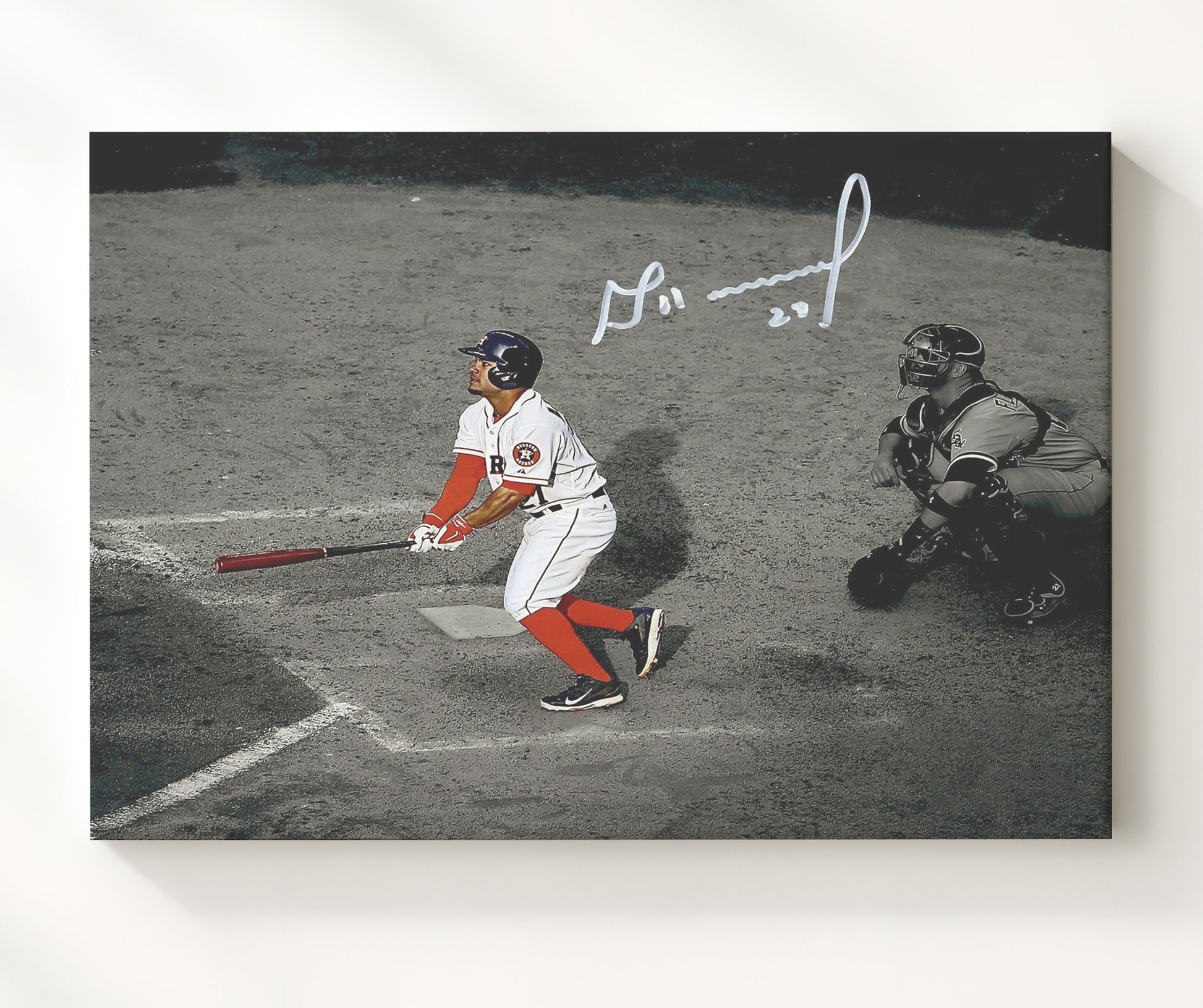 Jose Altuve - Post Swing Watch Baseball Wall Art 20x24 Canvas wall art print – Baseball Wall Art decor